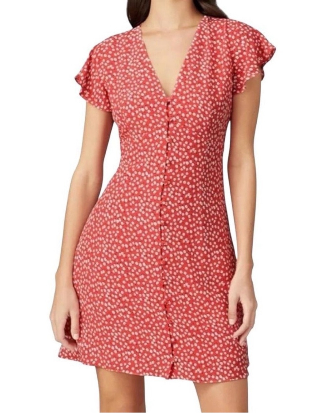 Rails Helena Red Mini Dress Carmine Daisies Sz M Garden Dress Cottagecore Boho